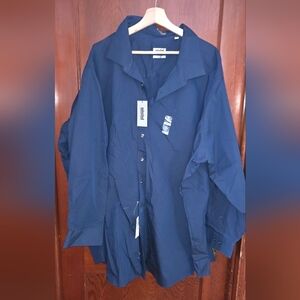 5XL Men's Blue Button Dress Shirt New